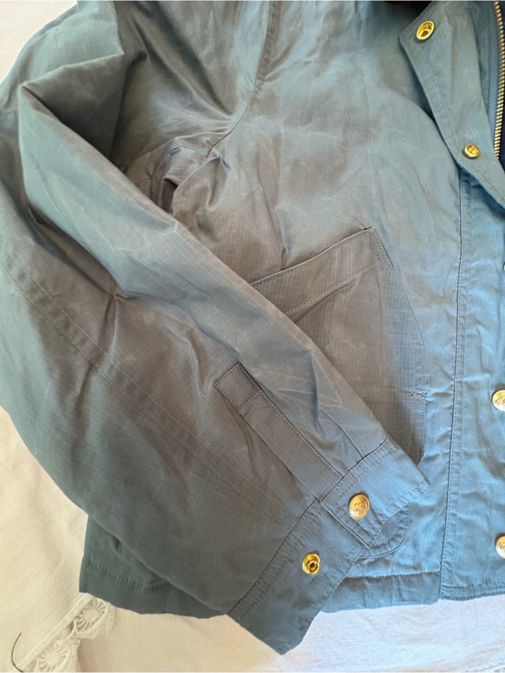 BNWT J. Crew Gray Down Quilted Barn Jacket with Dark Brown Corduroy Collar - Picture 2 of 11